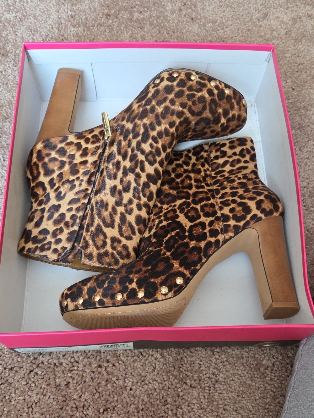 Vince Camuto Leopard Print Platform Ankle Boots - Brown/Tan